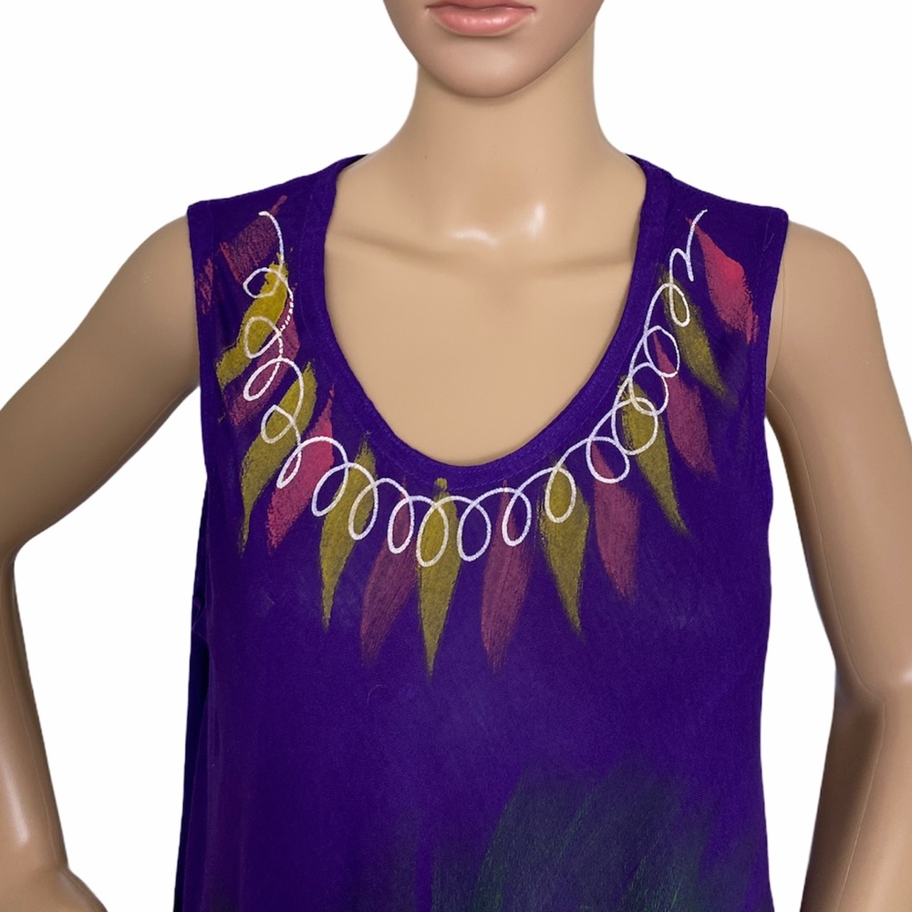 😳SALE😳 MM Collection Women’s Dress Violet Print Rayon 845711012122-v - Picture 5 of 7